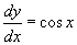 dy/dx = cos x
