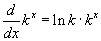 (d/dx)k^x=ln(k)*k^x