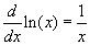 derivative of ln(x)